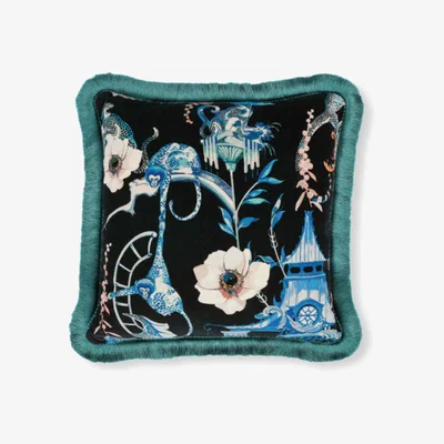 Tobias Oliver ROMO | Temperley London | Euphoria Velvet 50cm Cushion | Cobalt