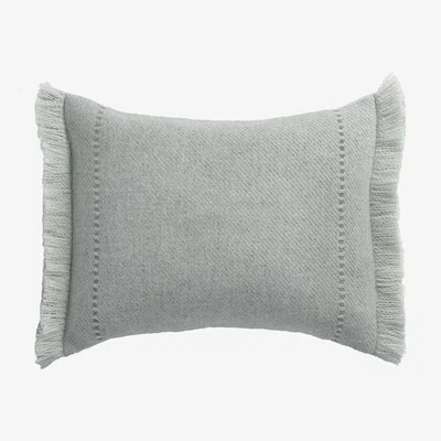 Tobias Oliver de Le Cuona | Cashmere Wool Twill Cushion With Fringe Light Grey