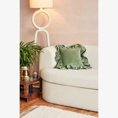 Urban Outfitters Urban Outfitters Green Velvet Ruffle Cushion - Green 36cm x 36cm