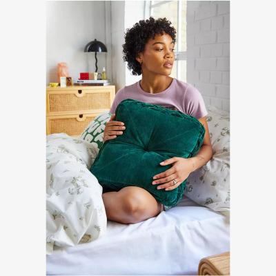 Urban Outfitters Emerald Abby Pintuck Cushion - Green ALL at Urban Outfitters