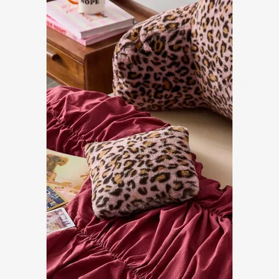 Urban Outfitters Pink Leopard Mini Cushion - Pink 25cm x 25cm at Urban Outfitters