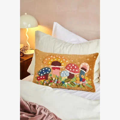 Urban Outfitters Urban Outfitters Mushroom Embellished Cushion - Gold 35cm x 53cm