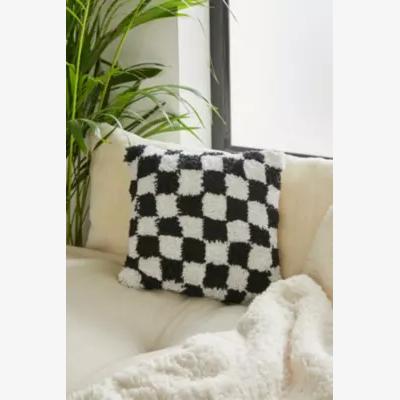 Urban Outfitters Mini Black & White Checkerboard Tufted Cushion - Black ALL at Urban Outfitters