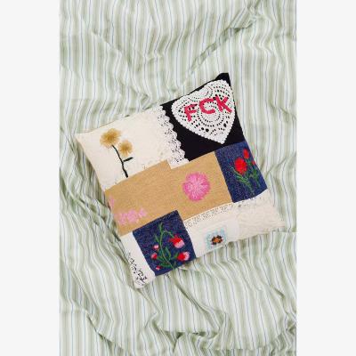 Urban Outfitters FCK Patchwork Cushion ALL at Urban Outfitters