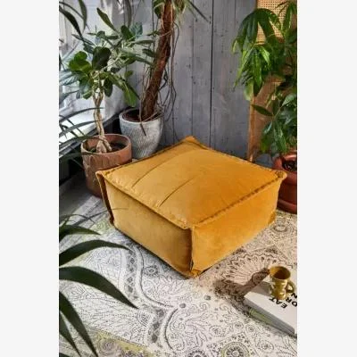 Urban Outfitters icon Ochre Vita Velvet Floor Cushion - Yellow ALL at Urban Outfitters