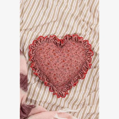 Urban Outfitters Clarissa Heart Ruffle Cushion - Pink 40cm x 40cm at Urban Outfitters