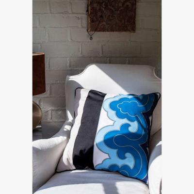 Urban Outfitters Urban Renewal One-Of-A-Kind MARGAUX Vintage Scarf Cushion - Blue 48cm x 48cm at Urban Outfitters