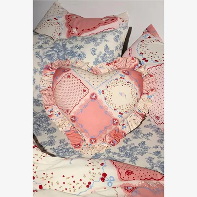 Urban Outfitters Galentine Heart Ruffle Cushion - Pink 46cm x 43cm at Urban Outfitters