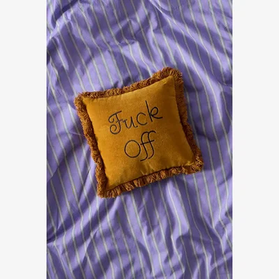 Urban Outfitters F*ck Off Velvet Mini Cushion - Yellow ALL at Urban Outfitters