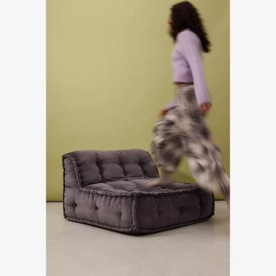 Urban Outfitters Reema Ink Velvet Two-Seater Floor Cushion - Grey H: 101.5cm x W: 101.5cm x L: 61cm - Package Dimensions: 132cm x 101.5cm x 76cm at Urban Outfitters