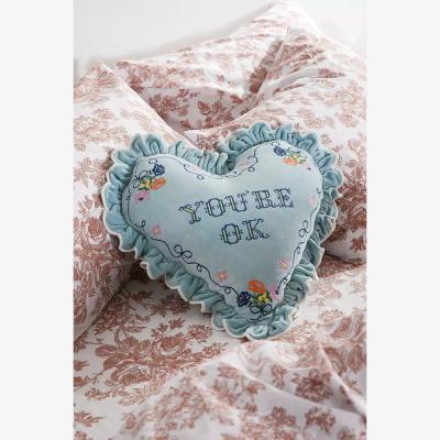 Urban Outfitters You're Ok Velvet Cushion - Blue ALL at Urban Outfitters