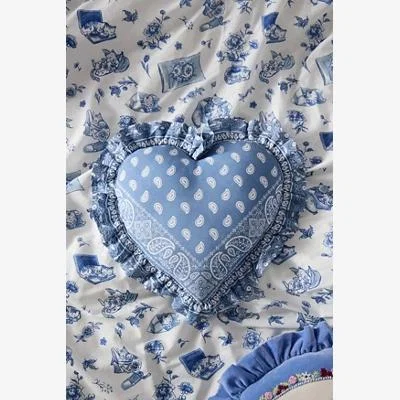 Urban Outfitters Blue Bandana Heart Cushion - Blue ALL at Urban Outfitters