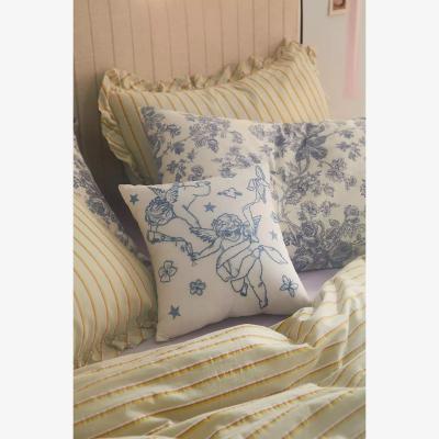 Urban Outfitters Cupid Embroidered Cushion - White ALL at Urban Outfitters