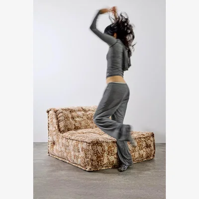 Urban Outfitters Reema Malibu Two-Seater Velvet Floor Cushion - Neutral 101.5cmcm x 101.5cm x 61cm at Urban Outfitters