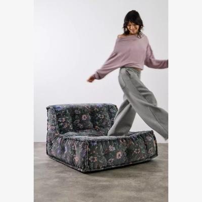 Urban Outfitters Reema Ella Vine Two-Seater Velvet Floor Cushion - Black 101.5cmcm x 101.5cm x 61cm at Urban Outfitters