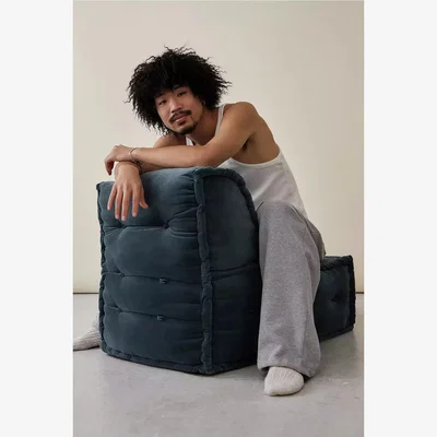 Urban Outfitters Reema Charcoal Velvet Floor Cushion - Grey 40cm x 100cm x 100cm at Urban Outfitters