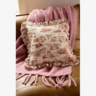 Urban Outfitters Western Toile Ruffle Cushion - Neutral ALL at Urban Outfitters