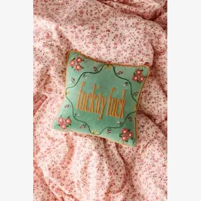 Urban Outfitters F*ckity F*ck Cushion - Light Green 30.5cm x 30.5cm at Urban Outfitters