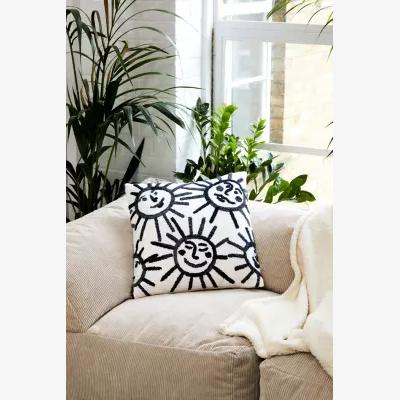 Urban Outfitters Happy Sunshines Tufted Cushion - Black ALL at Urban Outfitters