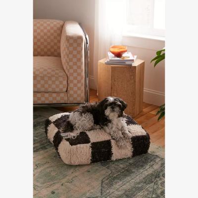 Urban Outfitters Urban Outfitters Checkerboard Shaggy Floor Cushion - Black/White ALL
