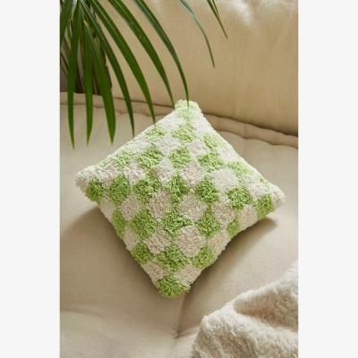 Urban Outfitters Urban Outfitters Mini Lime Checkerboard Tufted Cushion - Lime ALL