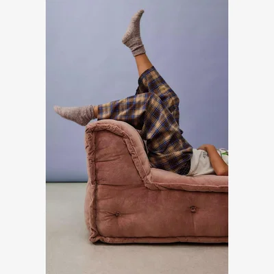 Urban Outfitters Reema Pink Velvet Two-Seater Floor Cushion - Rose 101.5cmcm x 101.5cm x 61cm at Urban Outfitters