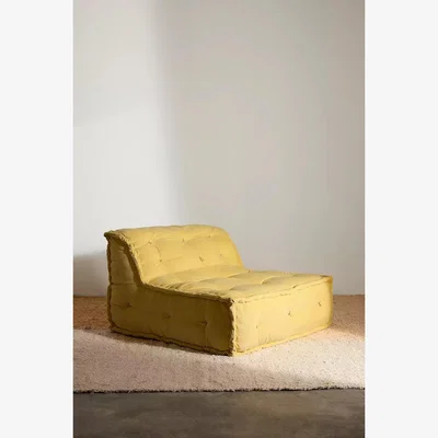 Urban Outfitters Reema Butter Yellow Two-Seater Velvet Floor Cushion - Yellow 132cm x 101.5cm x 76cm at Urban Outfitters
