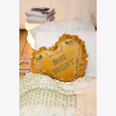 Urban Outfitters Not Today Cushion - Gold 40.6cm x 43.2cm at Urban Outfitters