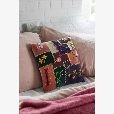 Urban Outfitters Embroidered Velvet Cushion - Assorted ALL at Urban Outfitters