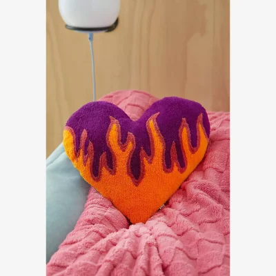 Urban Outfitters Flaming Heart Shaped Cushion - Assorted ALL at Urban Outfitters