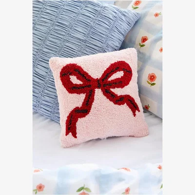 Urban Outfitters Pink Bow Tufted Cushion - Pink ALL at Urban Outfitters