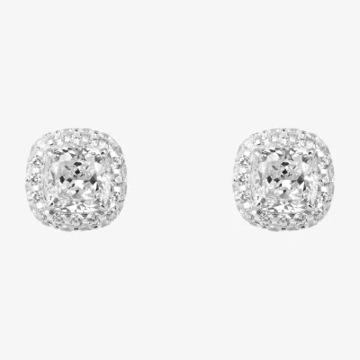 Wolf & Badger Women's Gemma Cushion-Cut Stud Earrings - White | Arte Madrid