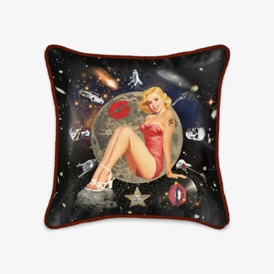 Wolf & Badger Black Gigi Silk Cushion One Size Myrtle & Mary