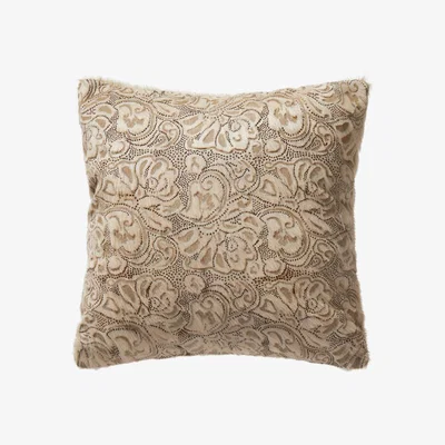 Wolf & Badger Neutrals Beige Fleur Hair-On-Hide Cushion One Size Fameed Khalique Ltd