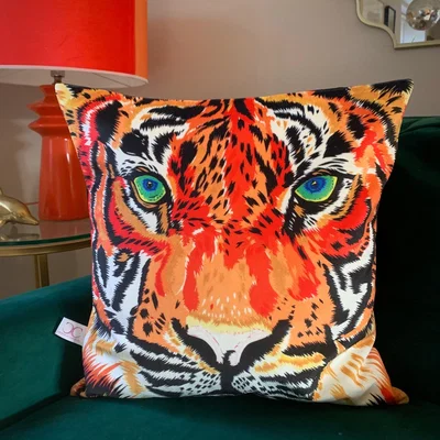 Wolf & Badger Tiger Cushion Large Chloe Croft London Limited
