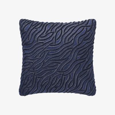 Wolf & Badger Blue Coco Embroidered Silk Cushion One Size Fameed Khalique Ltd