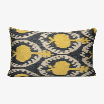 Wolf & Badger Hand-Woven Silk Ikat Cushion - Yellow Pomegranate Anor Living