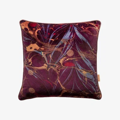 Wolf & Badger Pink / Purple / Red Winter Solstice Velvet Cushion One Size Susi Bellamy