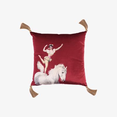Wolf & Badger Amazing Miss Rose Velvet Cushion Deep Berry Red Melody Rose London