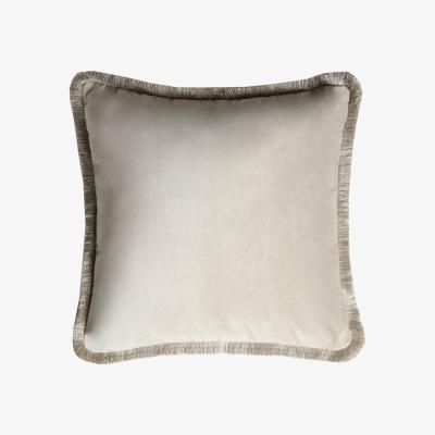 Wolf & Badger Neutrals Major Fifty Collection Cushion Velvet With Fringes Beige Lo Decor
