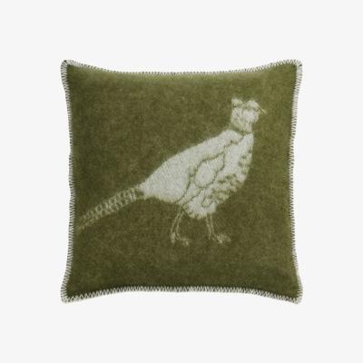 Wolf & Badger Green / White Pheasant Wool Cushion J. j.textile