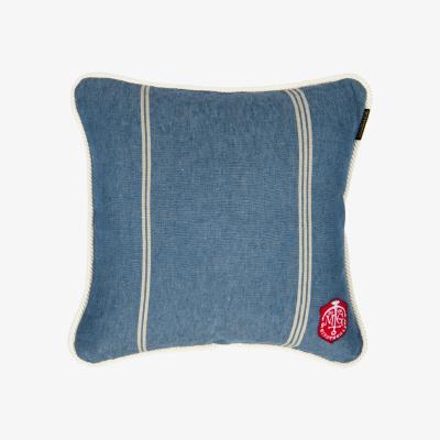 Wolf & Badger Neutrals / Blue Katalin Stripe Linen Square Cushion By Mindthegap