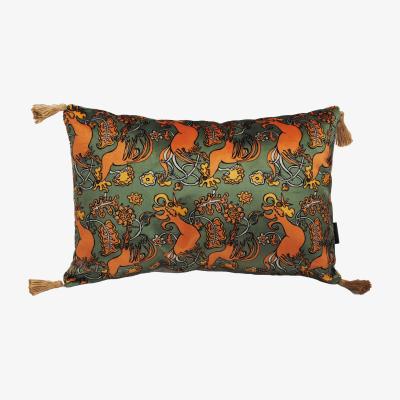 Wolf & Badger The Country Chicken Green Rectangle Cushion Laura B Interiors