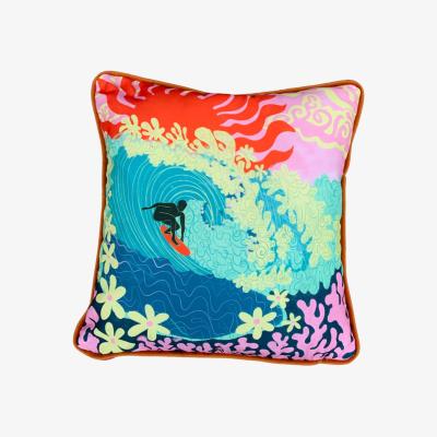 Wolf & Badger Blue 'The Longest Wave' Cushion One Size The Neighbourhood Threat