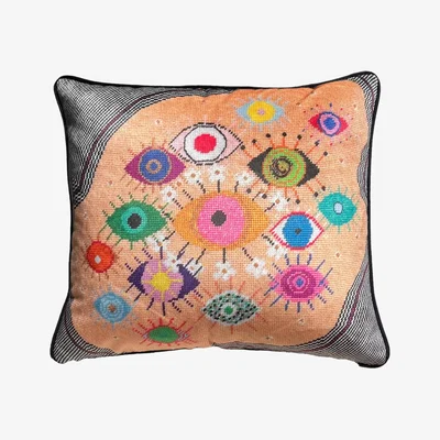 Wolf & Badger Velvet "Idoleyes" Custom Made Feather Down Pillow Mommani Threads