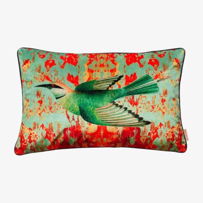 Wolf & Badger Yellow / Orange / Green Little Bee-Eater Velvet Cushion Susi Bellamy