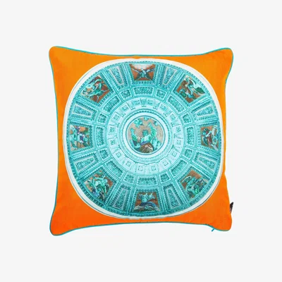 Wolf & Badger Yellow / Orange / Blue Capella Chigi Blu Silk Cushion Bivain