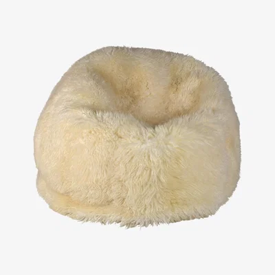 Wolf & Badger White Sheepskin Long Hair Large Beanbag - Ivory Owen Barry