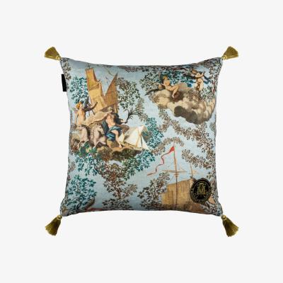 Wolf & Badger Neutrals / Green / Blue Journey To Eden Linen Square Cushion By Mindthegap