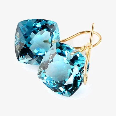 Wolf & Badger Women's Pink / Purple Blue Topaz Cushion Cut Solitaire Earrings | Amy Gambill Designs